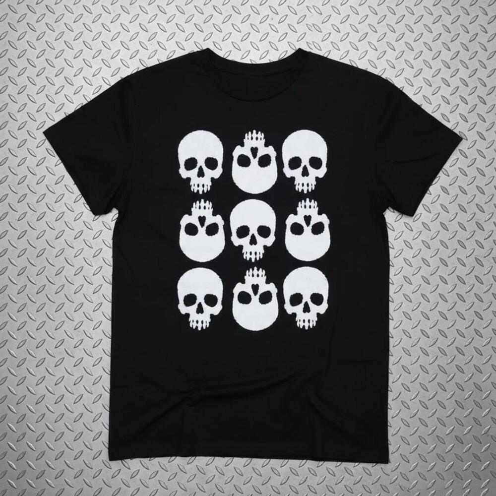Skull Pattern T Shirt Nine Skulls Black Tee Gothic Shirt Horror Movie